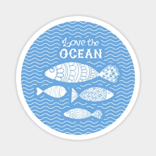 Navy lettering: love the ocean Magnet